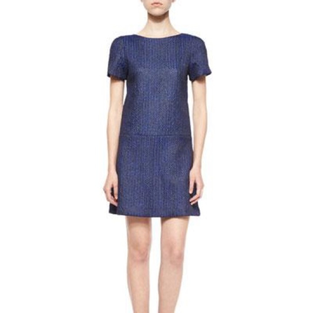 Alice + Olivia Navy Blue Short Sleeve Shift Dress
